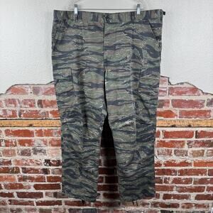 Vintage Military Pants Mens 2XL Tiger Stripe Camo Button Fly Cargo Tactical